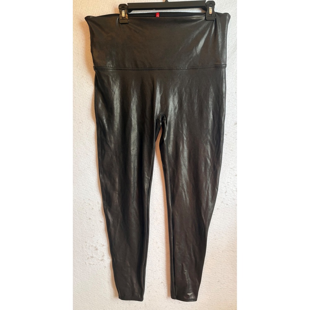 Spanx Womens Faux Leather Leggings Black High Rise Shapewear Plus‎ Size 3X